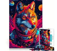 Rompecabezas para Adultos de 1000 Piezas Astronauta,Lobo,Espacio,Juego de Ajuste, Desarrollo de Habilidades,Juego Libre,Escena navideña,Arte (50x75cm)