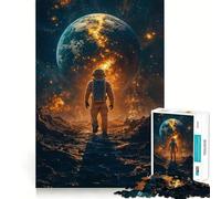 Rompecabezas para Adultos de 1000 Piezas Astronauta Mirando hacia la Tierra Juego de lógica de Ajuste preciso Juguete Divertido y fácil de Jugar (38x26cm)