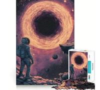 Rompecabezas para Adultos de 1000 Piezas Astronauta Mirando un Agujero Negro Encaja a la perfección Arte Juego Inteligente Regalo Juego Lento Arte (38x26cm)