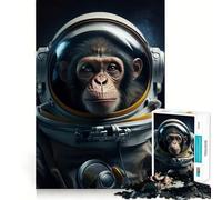 Rompecabezas para Adultos de 1000 Piezas Astronauta,Mono Espacial,Corte, Juguete Divertido para ejercitar la Mente,Juego Tranquilo,Regalo Divertido de cumpleaños (38x26cm)