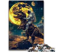 Rompecabezas para Adultos de 1000 Piezas, Astronauta Montando un tiranosaurio Rex, Toda la Familia, 50x75cm