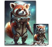 Rompecabezas para Adultos de 1000 Piezas: Astronauta, Panda Rojo, Espacio, Actividad Divertida para Toda la Familia, desafío Mental, Adolescentes, 50x75cm/19,68x29,52 Pulgadas.