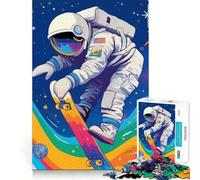 Rompecabezas para Adultos de 1000 Piezas Astronauta patinando en el Espacio,decoración de Ajuste Limpio,desafío Mental,Juguete para Momentos de Ocio,Regalo de cumpleaños (38x52cm)