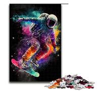Rompecabezas para Adultos de 1000 Piezas Astronauta patinando en el Espacio Ideal para Toda la Familia Adolescentes a Partir de 14 años Medidas 75x50cm