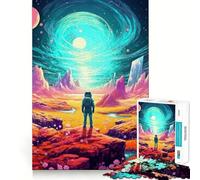 Rompecabezas para Adultos de 1000 Piezas Astronauta perdido en un Planeta alienígena Encaje Arte,lógica,Habilidad Juego Lento Relajante (38x52cm)