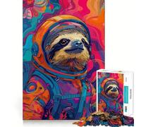 Rompecabezas para Adultos de 1000 Piezas Astronauta,Perezoso,Espacio,Bordes Impecables,Divertido Juguete para Ejercitar la Mente,Escena Navideña (50x75cm)