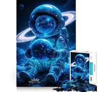 Rompecabezas para Adultos de 1000 Piezas Astronauta sosteniendo un Planeta,diseño cósmico de Corte preciso,Divertido,Que estimula la lógica y la Habilidad Ideal para Relajarse y divertirse Regalo