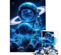 Rompecabezas para Adultos de 1000 Piezas Astronauta sosteniendo un Planeta Juguetes cósmicos Juegos educativos Juego Educativo de Carreras de Velocidad Regalos para Mujeres y Hombres (tamaño 38x26cm)
