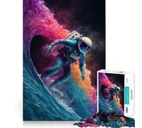 Rompecabezas para Adultos de 1000 Piezas Astronauta,Surfista,Encaja Perfectamente,Decoración,Juego para ejercitar la Mente,Momento Acogedor,Decoración de cumpleaños,Regalo (38x52cm)