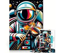 Rompecabezas para Adultos de 1000 Piezas Astronauta Tocando el violín,Bordes impecables,Juguete Divertido para ejercitar la Mente,Escena navideña acogedora y Divertida (38x26cm)