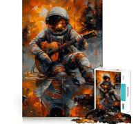 Rompecabezas para Adultos de 1000 Piezas Astronauta Tocando la Guitarra,decoración de Ajuste Limpio,Juguete de desafío Mental,Juego Acogedor,Regalo de cumpleaños artístico (38x26cm)