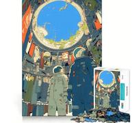 Rompecabezas para Adultos de 1000 Piezas Astronautas en la estación Espacial Diseño Impecable Juego Inteligente Regalo Ideal para Jugar despacio (38x26cm)