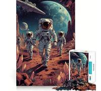 Rompecabezas para adultos de 1000 piezas Astronautas explorando un paisaje de un planeta alienígena Arte de bordes precisos Juego de habilidad mental Juego tranquilo Regalo de cumpleaños para la mente