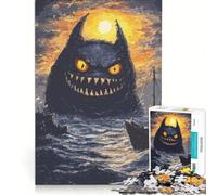 Rompecabezas para Adultos de 1000 Piezas Ataque de Monstruo Marino Juego Imposible Mejora la Memoria con Piezas de Formas aleatorias Que encajan Perfectamente 38x52cm
