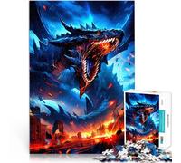 Rompecabezas para Adultos de 1000 Piezas Ataque del dragón a la Ciudad Juguetes de Juego desafiantes Decoración del hogar 75x50cm