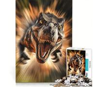 Rompecabezas para Adultos de 1000 Piezas: Ataque del T-Rex Furioso, Juguete Educativo, Montaje de Patrones, con póster y Hoja de Preguntas a Juego 50x75cm