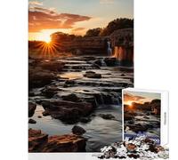Rompecabezas para Adultos de 1000 Piezas Atardecer Cascada Naturaleza decoración del hogar Juguetes Regalos de cumpleaños Juego de ingenio Entrena tu Cerebro y Tus Manos tamaño 38x52cm