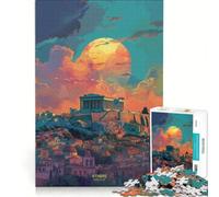 Rompecabezas para Adultos de 1000 Piezas Atardecer en Atenas Grecia Juegos para Toda la Familia cumpleaños y Navidad 38x52cm