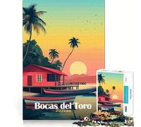 Rompecabezas para Adultos de 1000 Piezas Atardecer en Bocas del Toro,diseño de Corte preciso Diversión,Actividad Mental Inteligente,Tiempo de Ocio,Regalo Ideal para cumpleaños y aficiones 38x26cm