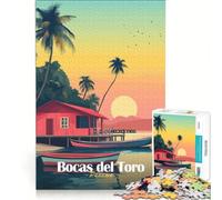 Rompecabezas para Adultos de 1000 Piezas, Atardecer en Bocas del Toro, Juegos Divertidos, para la diversión Familiar, con Piezas de Formas aleatorias Que encajan Perfectamente 38x26cm