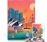 Rompecabezas para Adultos de 1000 Piezas Atardecer en el Horizonte de Sídney Análisis y lógica Regalos para Amigos y Familiares 38x26cm