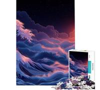 Rompecabezas para Adultos de 1000 Piezas Atardecer en el océano con una Ola Difícil y desafiante Juegos Divertidos para Mayores de 14 años (50x75cm)