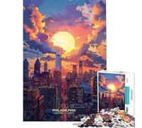 Rompecabezas para Adultos de 1000 Piezas Atardecer en Filadelfia EE UU Rompecabezas de 1000 Piezas para decoración de Pared Juego desafiante y Divertido para Toda la Familia (75x50cm)
