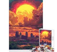 Rompecabezas para Adultos de 1000 Piezas Atardecer en Kansas City Juguetes antiestrés Gran Regalo para Juegos educativos Lista de Deseos con Papá Noel tamaño 50x75cm