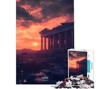 Rompecabezas para Adultos de 1000 Piezas Atardecer en la Acrópolis de Atenas Grecia Juego de ingenio Juguetes adictivos para Cultivar la Paciencia Ideas Decorar (38x52cm)