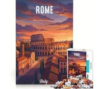 Rompecabezas para Adultos de 1000 Piezas: Atardecer en Roma, Italia Juegos Familiares, interacción Entre Padres e Hijos, Lista de Deseos con Papá Noel 38x26cm