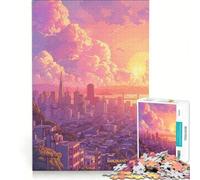 Rompecabezas para Adultos de 1000 Piezas Atardecer en San Francisco Juego Familiar Relajante e Intelectual Regalo Ideal para los Amantes de los Juegos de ingenio 38x52cm