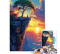 Rompecabezas para Adultos de 1000 Piezas Atardecer en un acantilado contemplación Juego Educativo desafío Juguete Juegos relajantes Mejora la Memoria Regalo de cumpleaños (tamaño 38x26cm)