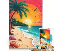 Rompecabezas para Adultos de 1000 Piezas Atardecer en un paraíso Tropical Juego práctico Actividades Divertidas para Hacer en casa fortalece el Amor Entre Parejas 50x75cm