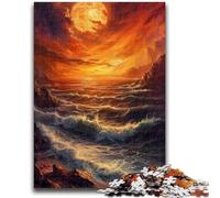 Rompecabezas para Adultos de 1000 Piezas Atardecer sobre el mar, Ideal para Pasar el rato en casa, con póster y Hoja de Trivia a Juego (26x38cm)