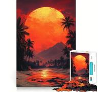 Rompecabezas para Adultos de 1000 Piezas Atardecer Tropical con Palmeras Decoración práctica y Divertida Juguete para ejercitar la Mente Regalo Ideal para Navidad (50x75cm)