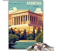 Rompecabezas para Adultos de 1000 Piezas, Atenas, Grecia Apto para Mayores de 14 años Desafiante, Pero Divertido y Divertido Gran Regalo 26x38cm