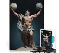 Rompecabezas para Adultos de 1000 Piezas Atlas sosteniendo Dos Planetas Arte de Corte Suave Juguete para Entrenar la Mente Diversión para el Tiempo Libre Regalo de cumpleaños (38x52cm)