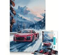 Rompecabezas para Adultos de 1000 Piezas Audi R Winter Drive Bordes impecables Juguete Divertido para ejercitar la Mente Momento Acogedor y Divertido Escena navideña Arte (50x75cm)