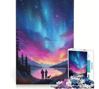 Rompecabezas para Adultos de 1000 Piezas Aurora arcoíris sobre un Lago Juegos relajantes y Actividades Divertidas para Hacer en casa Incluye póster y Hoja de Preguntas a Juego 38x26cm