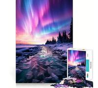Rompecabezas para Adultos de 1000 Piezas Aurora Boreal Arroyo Corte preciso Diversión Lógica Juego de Habilidad Relajación Tiempo de diversión Regalo de cumpleaños Mente (38x52cm)