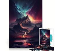 Rompecabezas para Adultos de 1000 Piezas Aurora Boreal Bordes impecables Juguete Divertido para ejercitar la Mente Escena navideña acogedora y Divertida (38x52cm)