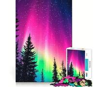 Rompecabezas para Adultos de 1000 Piezas,Aurora Boreal,Cielo Nocturno,Arte de Ajuste, Juego Inteligente,Regalo de Juego Lento,Regalo de Arte navideño (38x52cm)