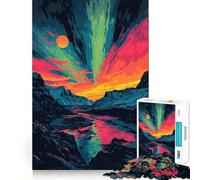 Rompecabezas para Adultos de 1000 Piezas Aurora Boreal de Alaska,Puesta de Sol,Arte Minimalista,Ajuste, lógica artística,Juego de Habilidad,Juego Lento, Tranquilo (38x52cm)