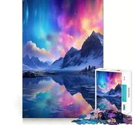 Rompecabezas para Adultos de 1000 Piezas Aurora Boreal sobre Lago de montaña,diseño de Corte Suave,Juguete para Entrenar la Mente,Ideal para el Tiempo Libre,Regalo de cumpleaños (38x52cm)