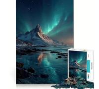 Rompecabezas para Adultos de 1000 Piezas Aurora Boreal sobre Paisaje de montaña Nevada Diseño de Corte preciso Diversión,lógica y Habilidad Relájate Regalo Ideal y para Fortalecer la Mente
