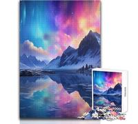 Rompecabezas para Adultos de 1000 Piezas: Aurora Boreal sobre un Lago de montaña Juguete Intelectual, desafío difícil, Ideas de Regalo Tamaño 38x52cm