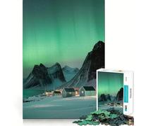 Rompecabezas para Adultos de 1000 Piezas Aurora Boreal sobre un Pueblo ártico,Luces del Norte,Juego de Mesa Divertido y Estimulante,Juguete para Jugar en el Tiempo Libre,Regalo para la Mente