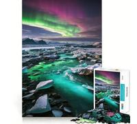 Rompecabezas para Adultos de 1000 Piezas Aurora Boreal sobre una Laguna Glaciar Diseño Limpio y Elegante Ideal para ejercitar la Mente Momentos de Relax Regalo de cumpleaños (38x52cm)
