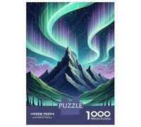 Rompecabezas para Adultos De 1000 Piezas Aurora Borealis Over Mountain Landscape Rompecabezas para Adolescentes Juegos Familiares Ensamblaje De Patrones Actividades Divertidas En Casa 38x26cm/1000pcs