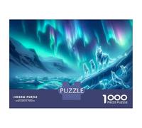 Rompecabezas para Adultos De 1000 Piezas Aurora Borealis Wolf Pack Rompecabezas para Adolescentes Juegos Relajantes Pero Divertidos Y Humorísticos Desafiantes De Completar 52x38cm/1000pcs